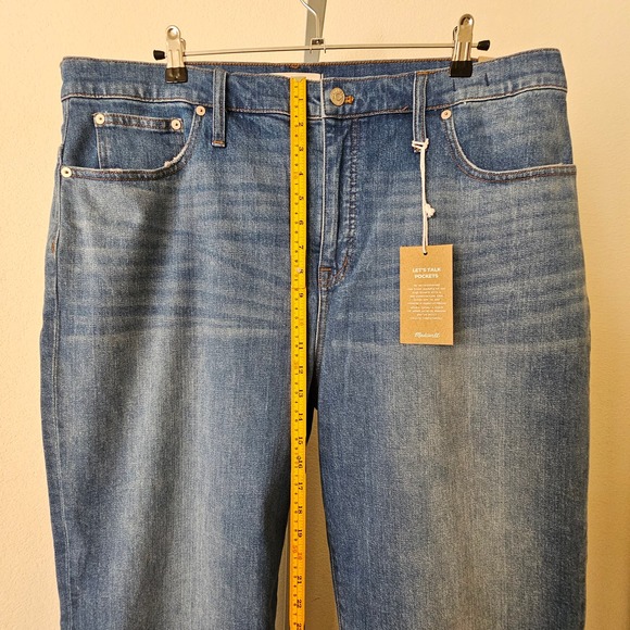 MADEWELL Women's Slim Wide- Leg Crop Blue Jeans in Garrett Wash Sz 35 - Picture 13 of 16